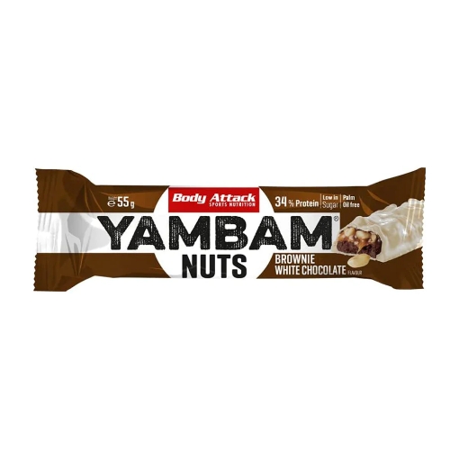 Poza cu Baton YAMBAM Nuts 55g - Brownie White Chocolate Body Attack