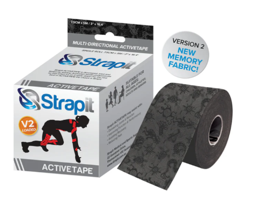 Poza cu ACTIVETAPE 7,5CM x 5M  - GRI/NEGRU STRAPIT
