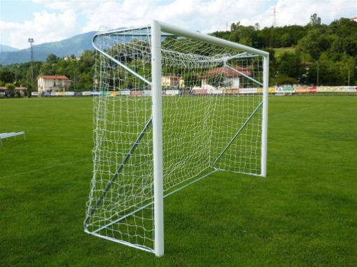Poza cu Poarta Futsal Aluminiu 3x2 m, independenta, cu colturi sudate si suporturi rabatabile pentru plasa