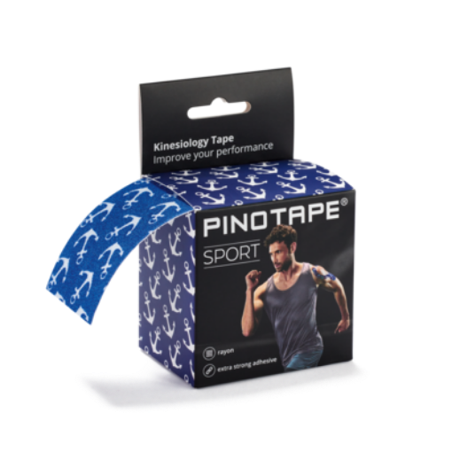 Poza cu Banda Kinesio PINOTAPE® Sport - Albastru cu ancore